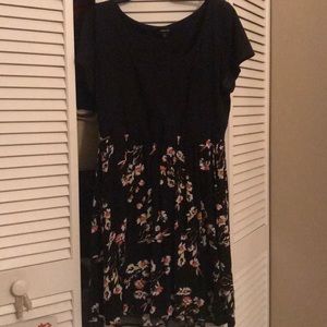 Black Floral Skater Dress-Size 1